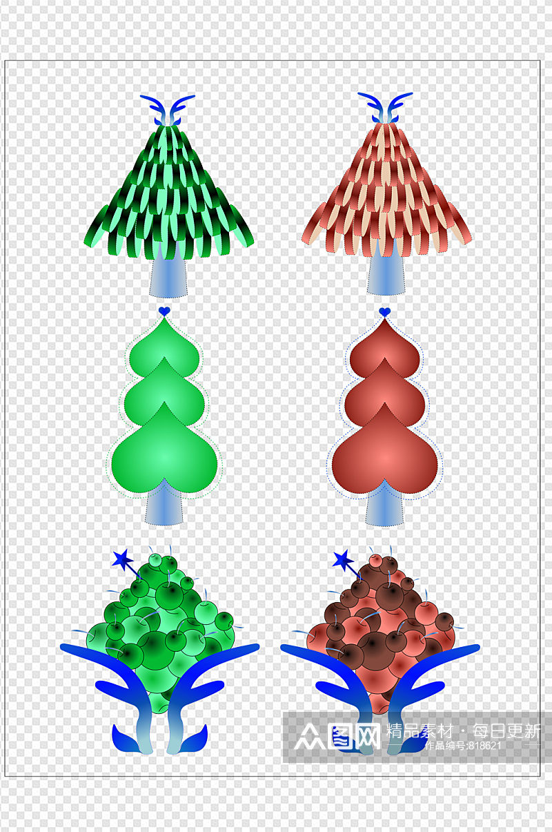 可爱彩带高档圣诞树元素素材