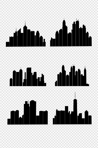 扁平化城市剪影剪影图案手绘