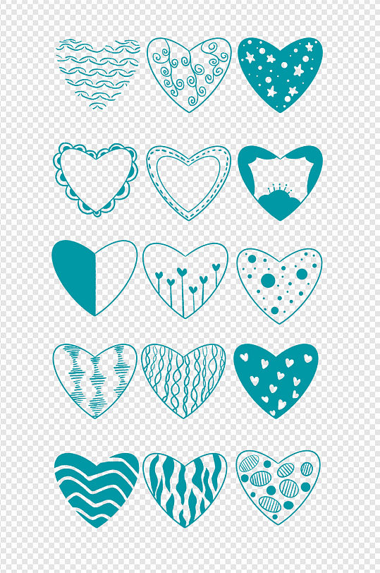 心形素材手绘卡通小图标手账爱心