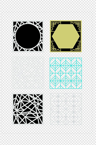 镂空几何图案雕花板素材