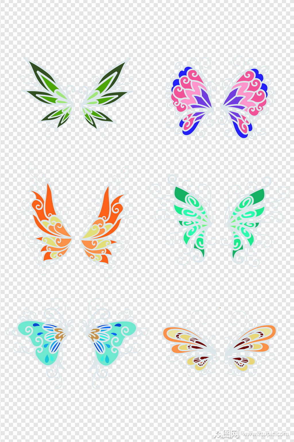 彩色蝴蝶翅膀素材