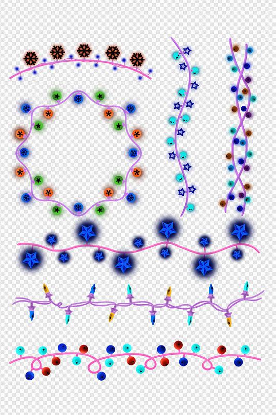 彩色手绘彩灯灯串装饰元素