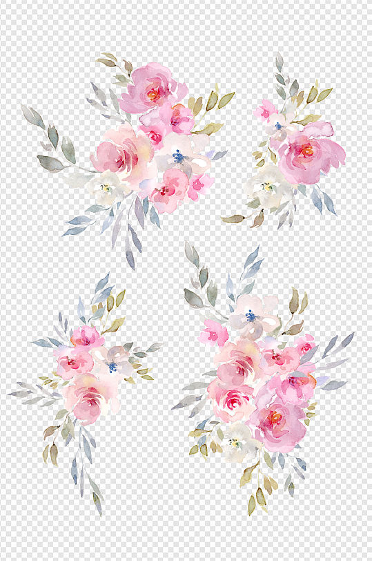 水彩手绘花束花朵插画图案元素婚礼花卉元素