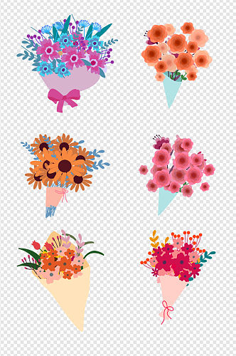 水彩手绘花朵花束组图免抠素材