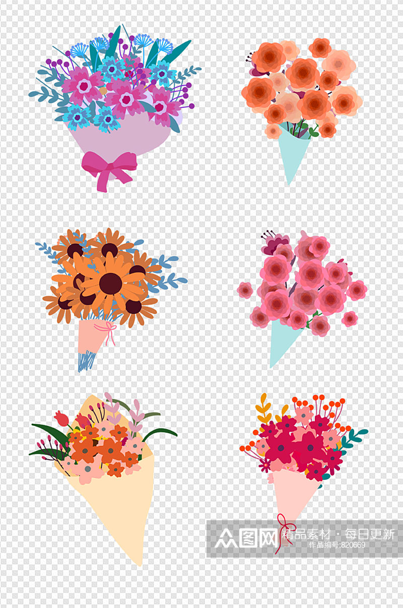 水彩手绘花朵花束组图免抠素材素材