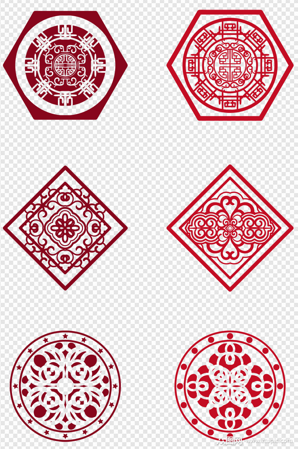 传统花纹剪纸素材模板下载-编号827430-众图网