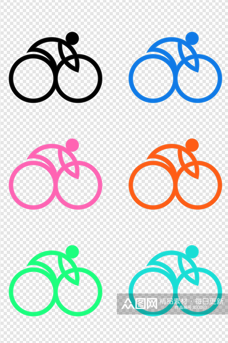 创意彩色卡通自行车图形素材
