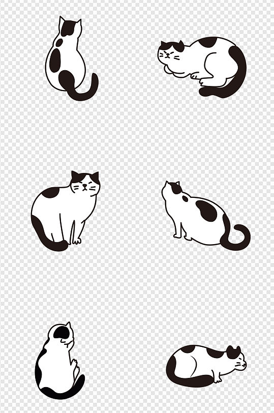 卡通手绘猫咪简笔画装饰图案