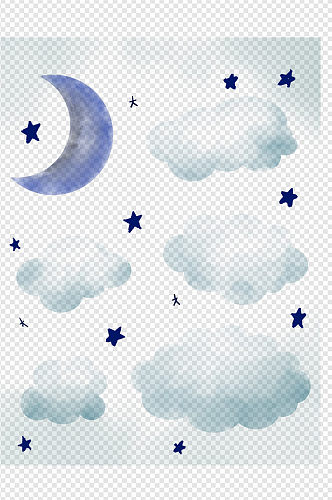 月亮云朵云彩儿童房素材