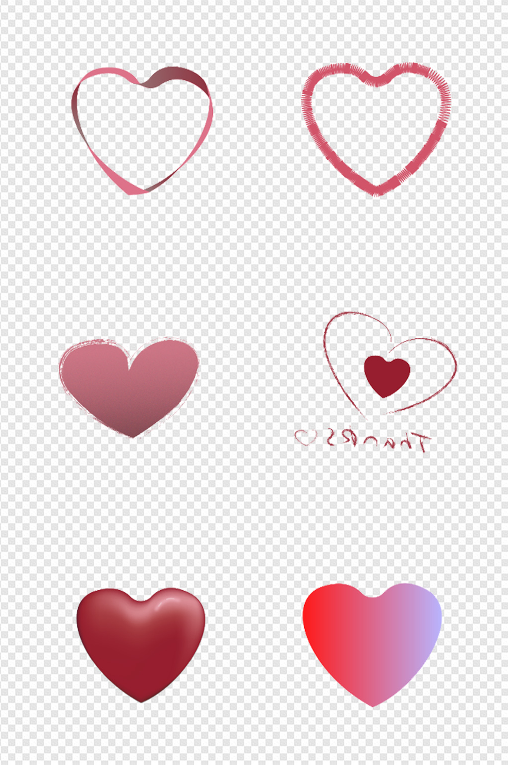 立体卡通心型装饰图案