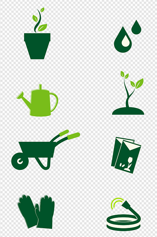 绿色植物花盆环保图标