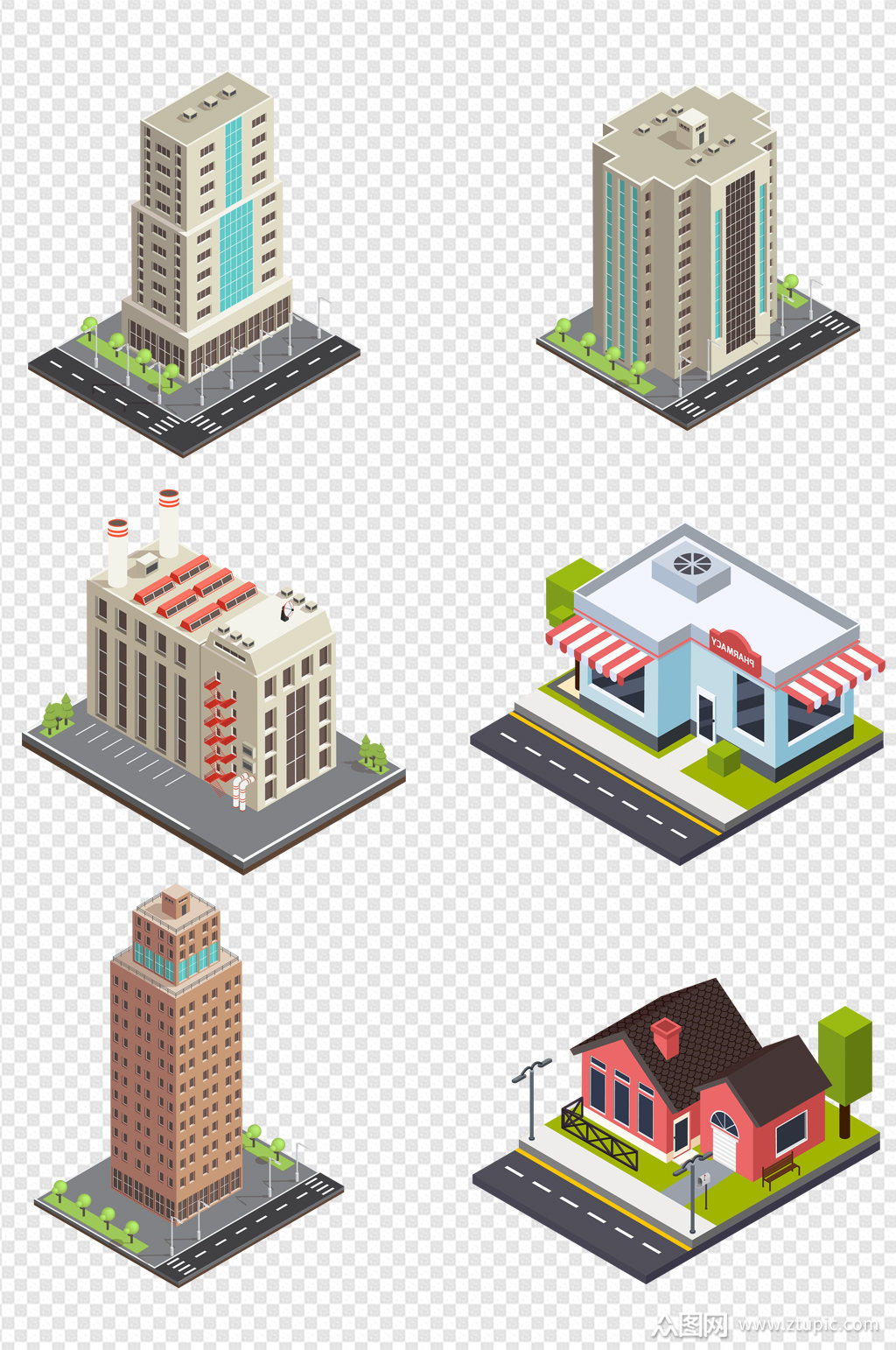 场景摩天大楼楼房鸟瞰图素材