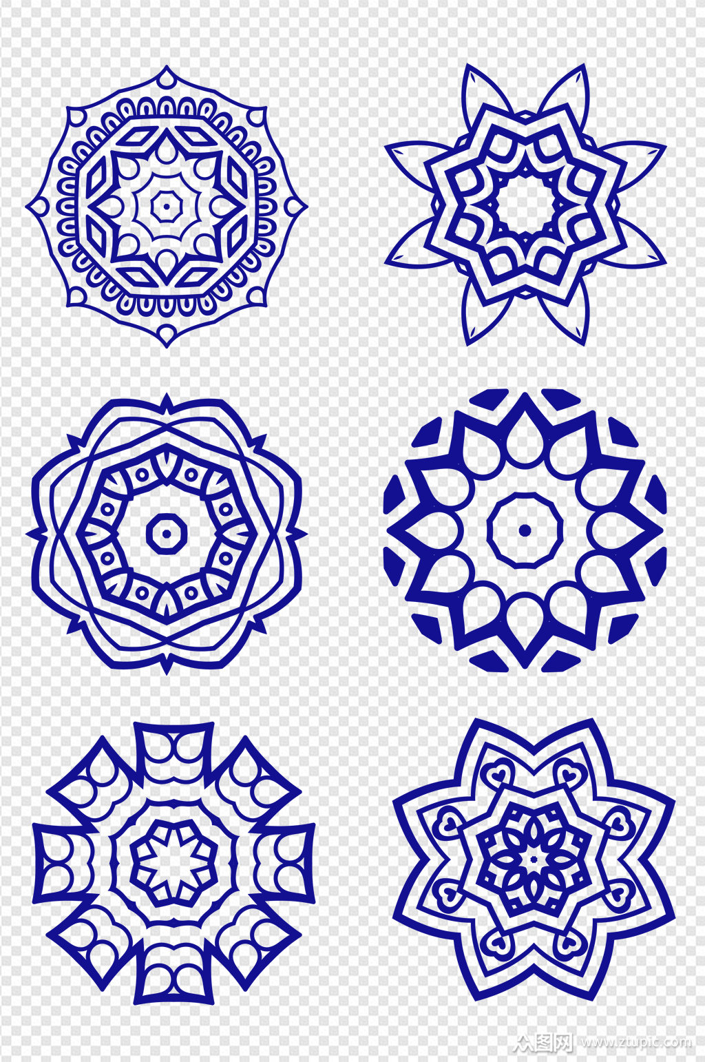 中国风民族图案窗花剪纸免扣装饰花纹元素