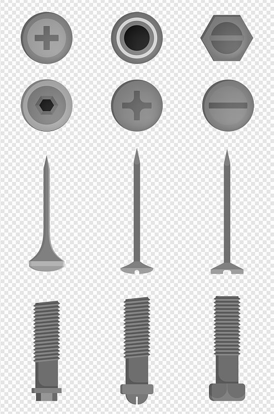 手绘螺丝螺母素材