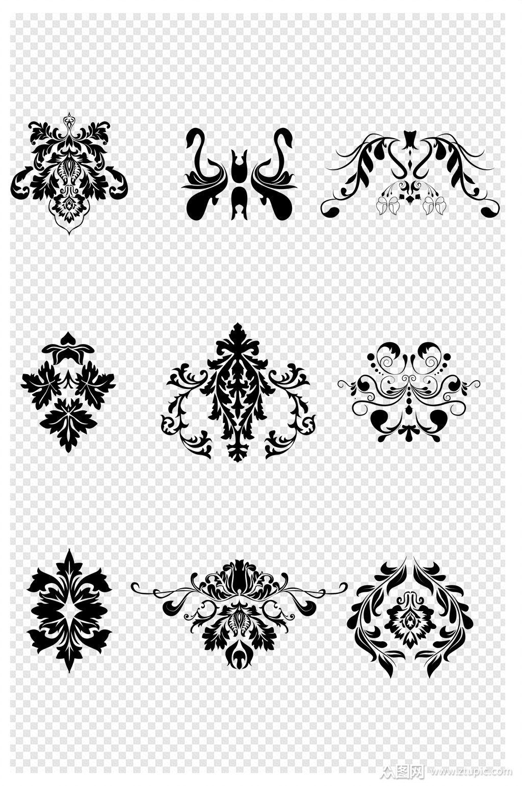 手绘欧式花纹素材素材