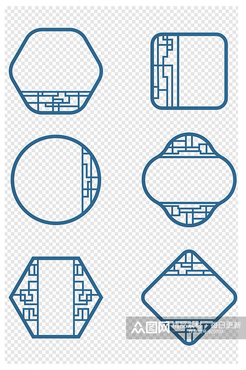 中国风中式国潮传统窗格装饰边框标题框素材
