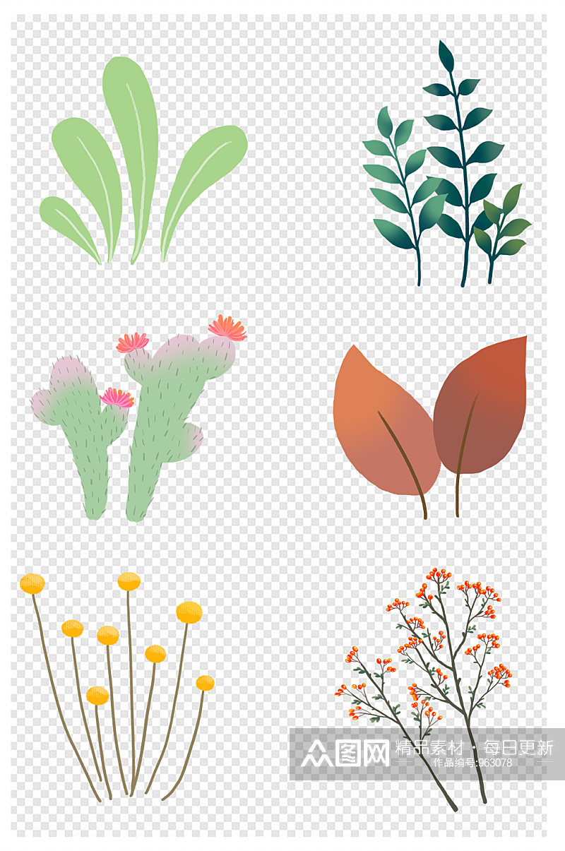 手绘植物装饰图片素材