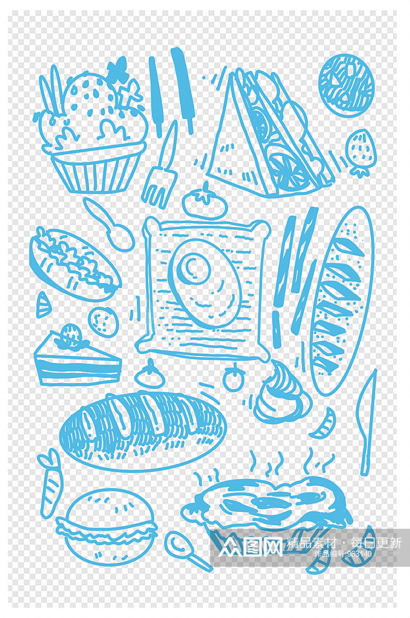 手绘食物印花底纹背景素材