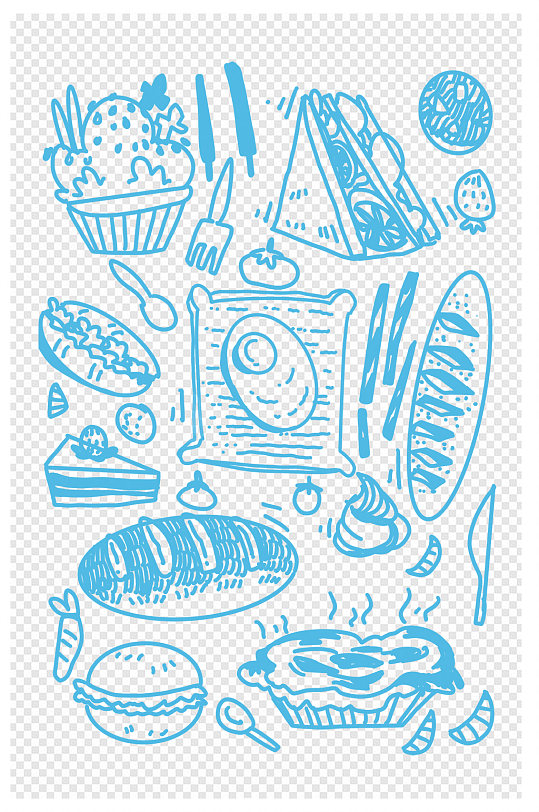 手绘食物印花底纹背景