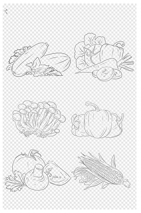 素描手绘蔬菜素材