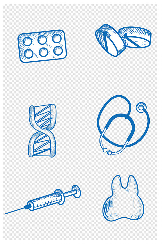 医疗设备医院诊所卡通手绘设计元素