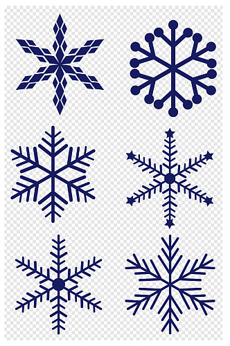 圣诞圣诞节下雪冬天蓝色雪花简笔雪花