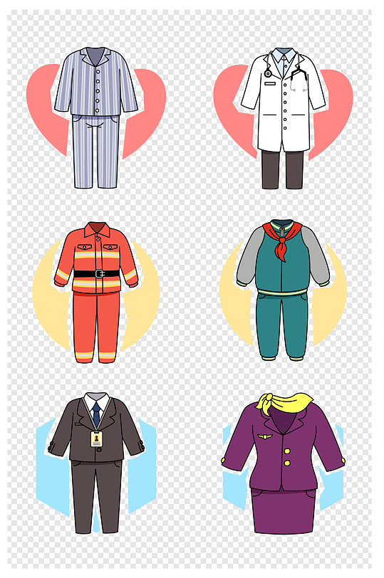 卡通手绘职业服装元素