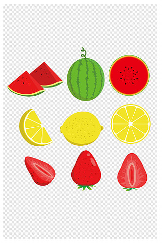 水果西瓜柠檬草莓装饰平面设计图