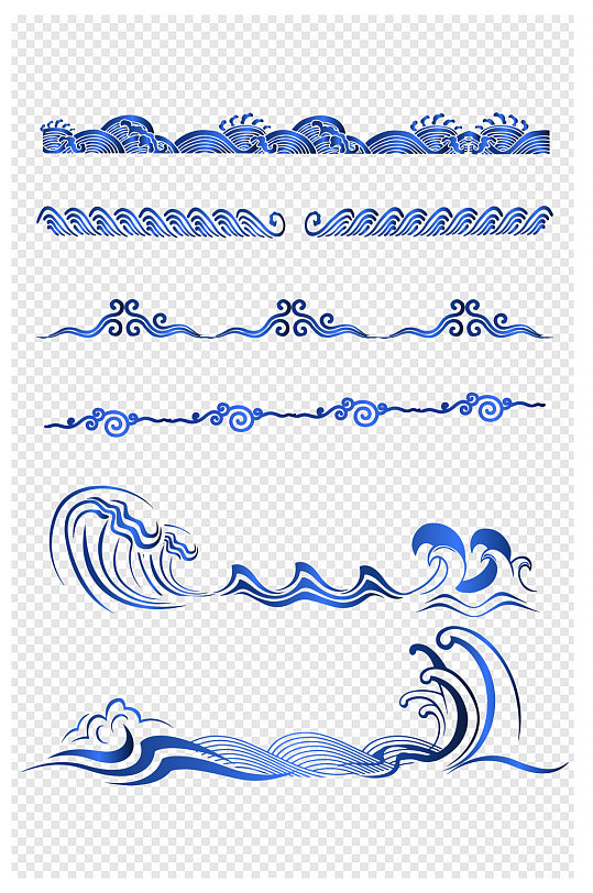 中国风水纹海浪渐变底纹元素