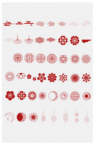 中国风花型图案元素免扣素材