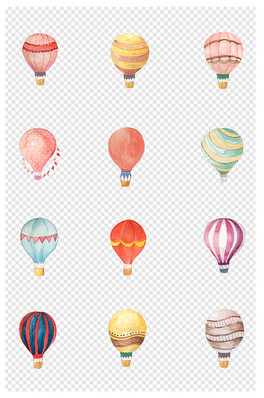 节日多彩水彩风活动宣传热气球装饰