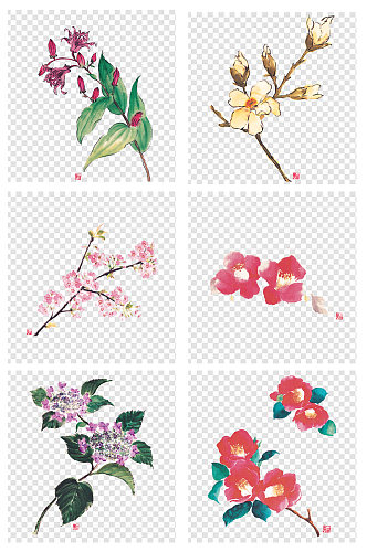 花卉图案水墨画设计元素