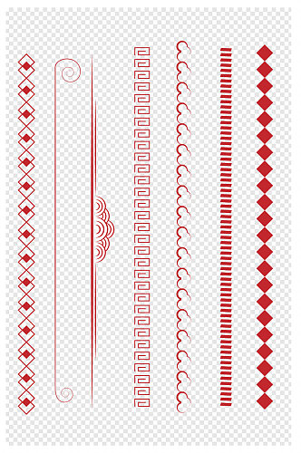 中国中式红色分段线分割线