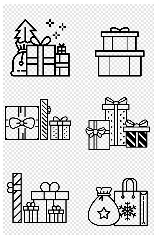 礼物堆剪影包装盒礼物圣诞节日