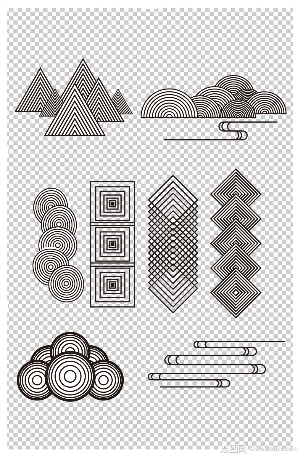 中国风创意线条祥云线条装饰云纹