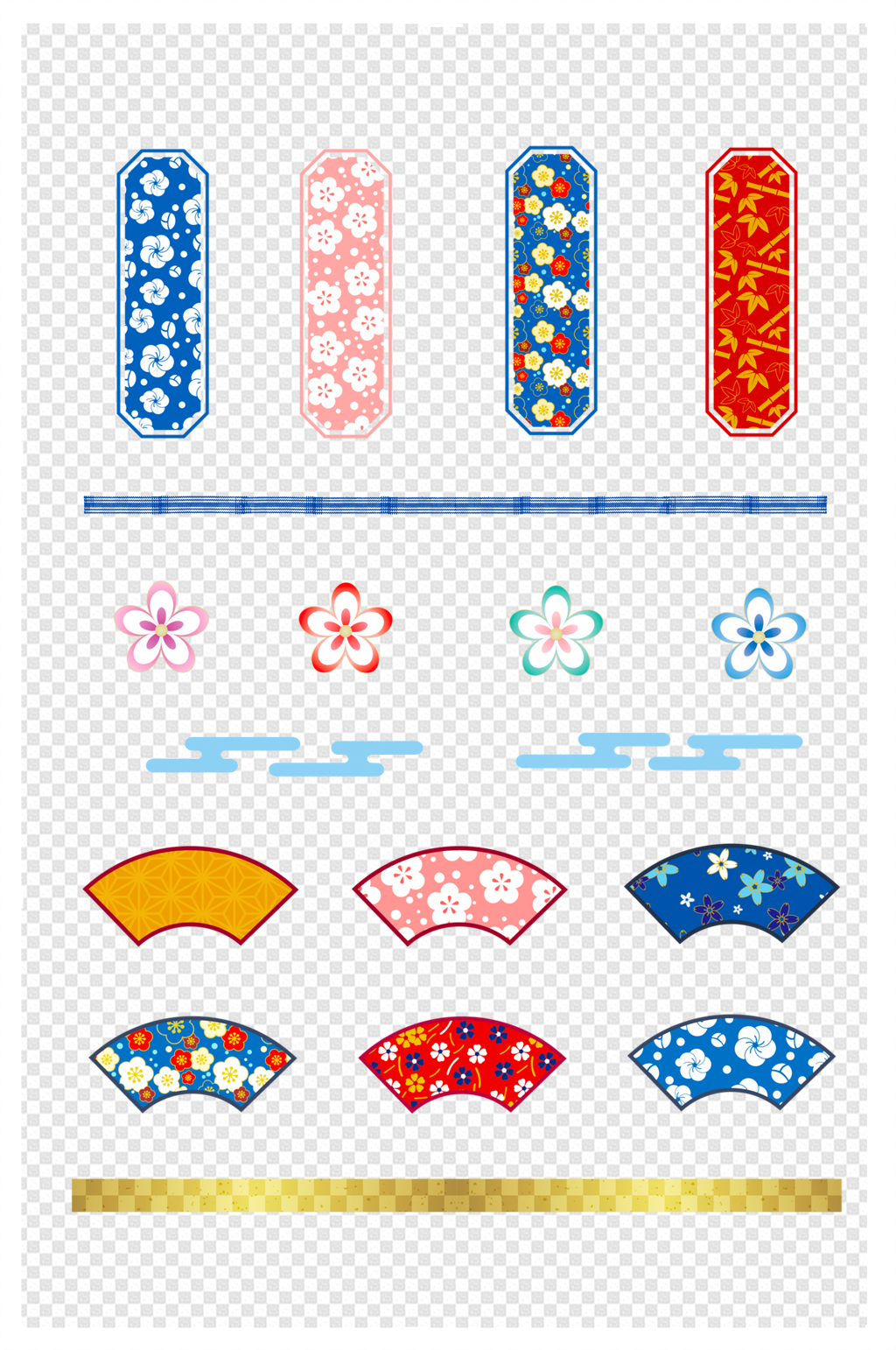 日式和风花纹背景底纹元素装饰图案
