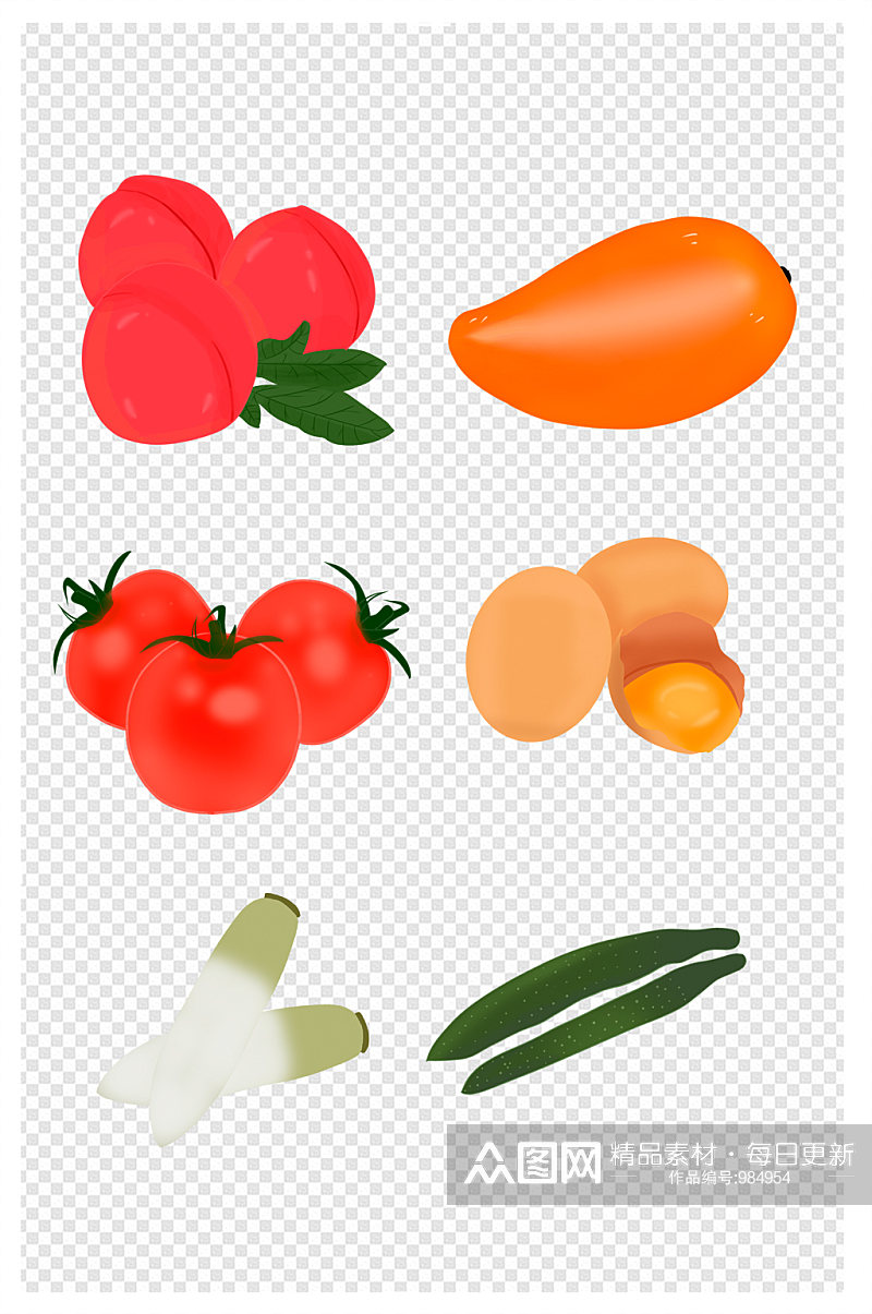 手绘蔬菜手绘水果土豆黄瓜西红柿素材