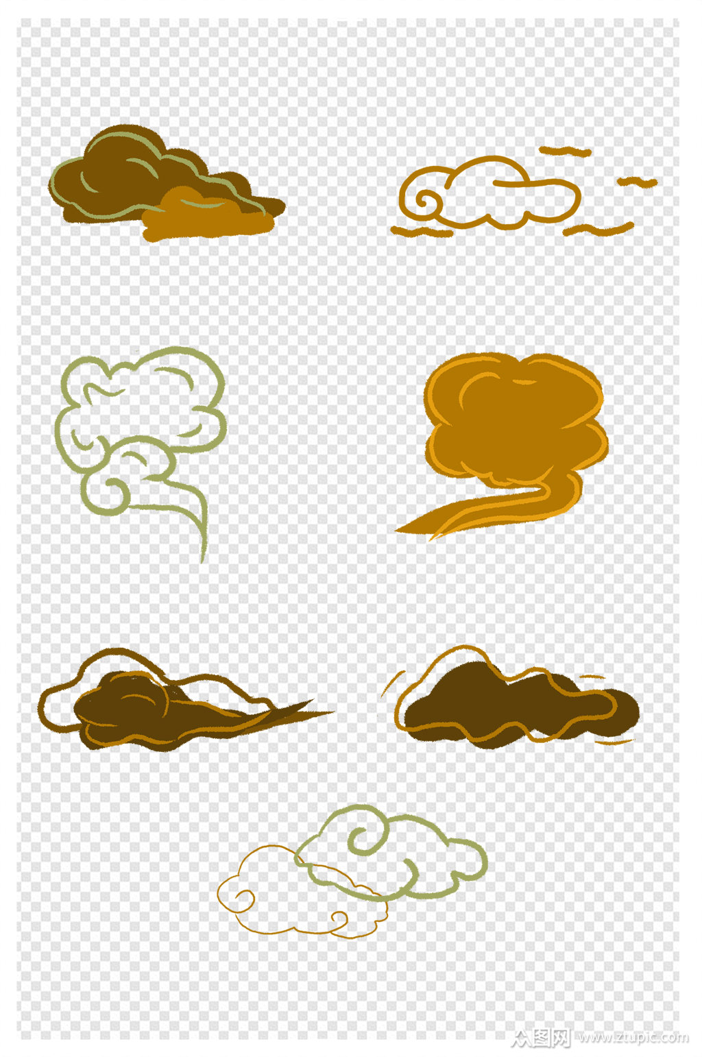 云装饰手绘多样云朵装饰元素素材