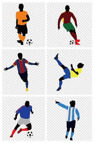 世界杯多彩卡通手绘足球运动员