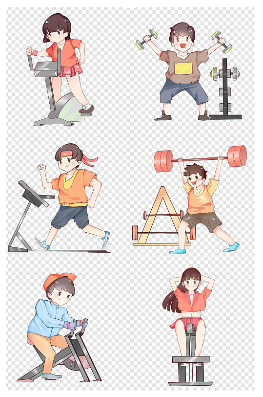 手绘锻炼身体健身运动插画合集