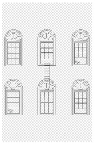 线条画教堂玻璃窗户素材