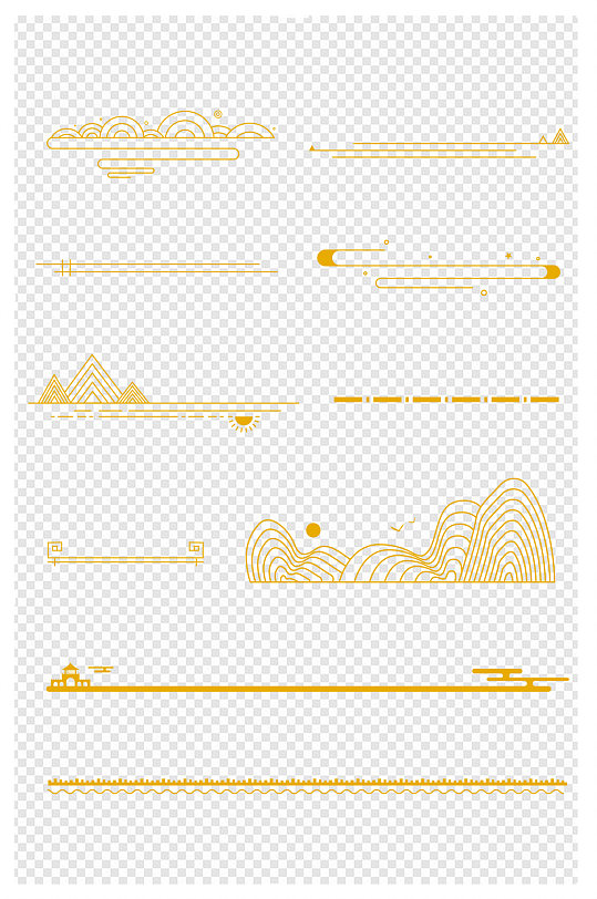 写意中国风线条边框分割线