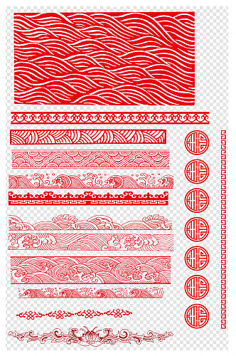 中国风古典花纹边框海浪素材