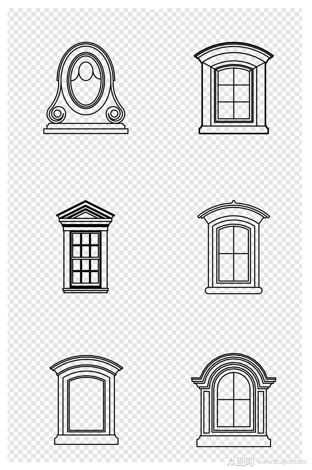 欧式线条窗户窗框花纹素材
