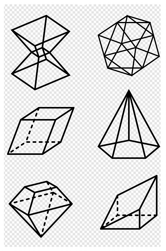 线条画立方体几何体素材