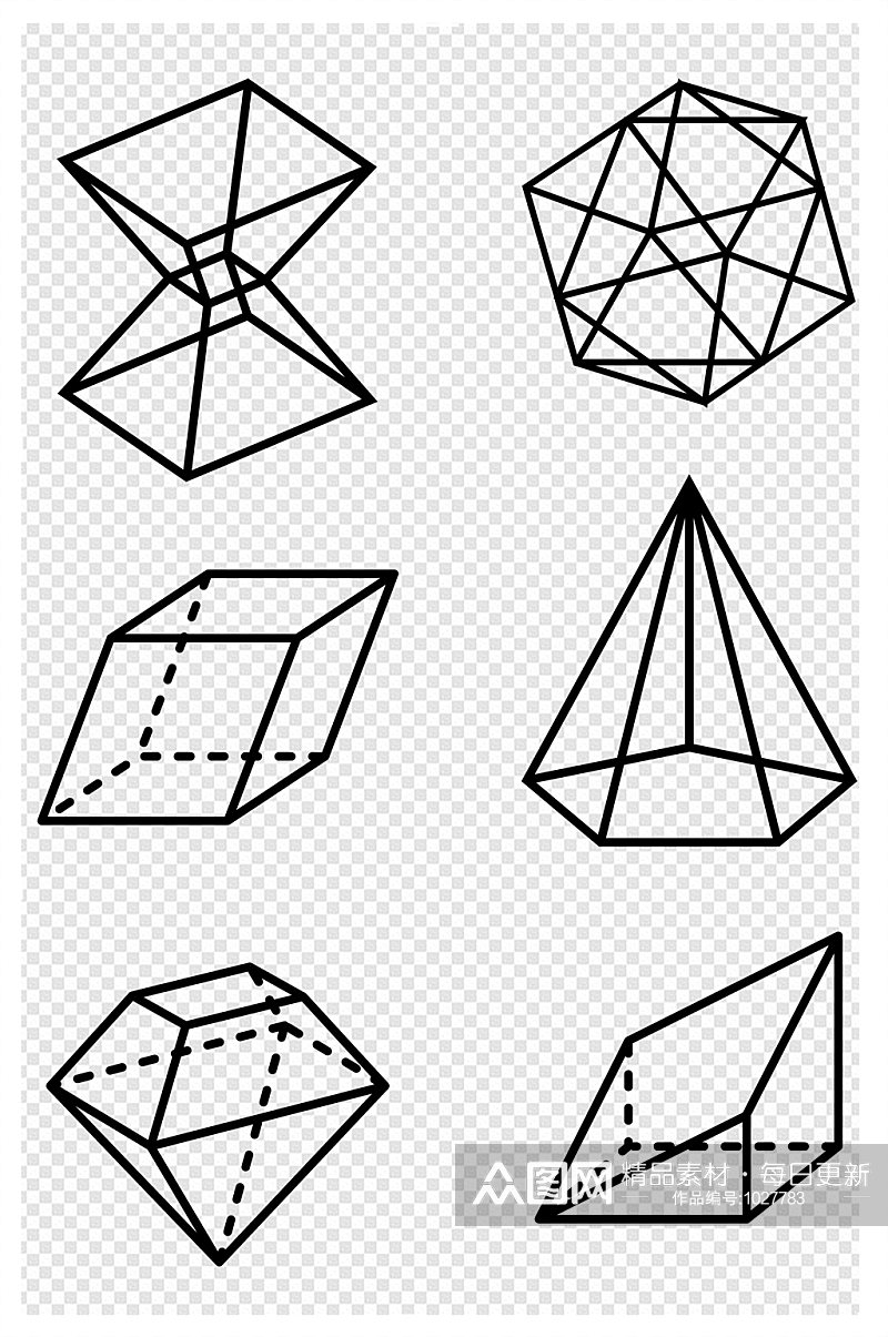 线条画立方体几何体素材素材
