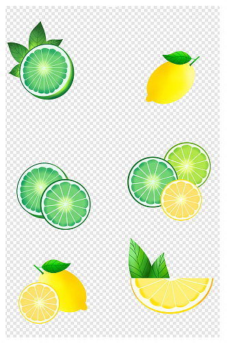 手绘绿色橘子水果素材