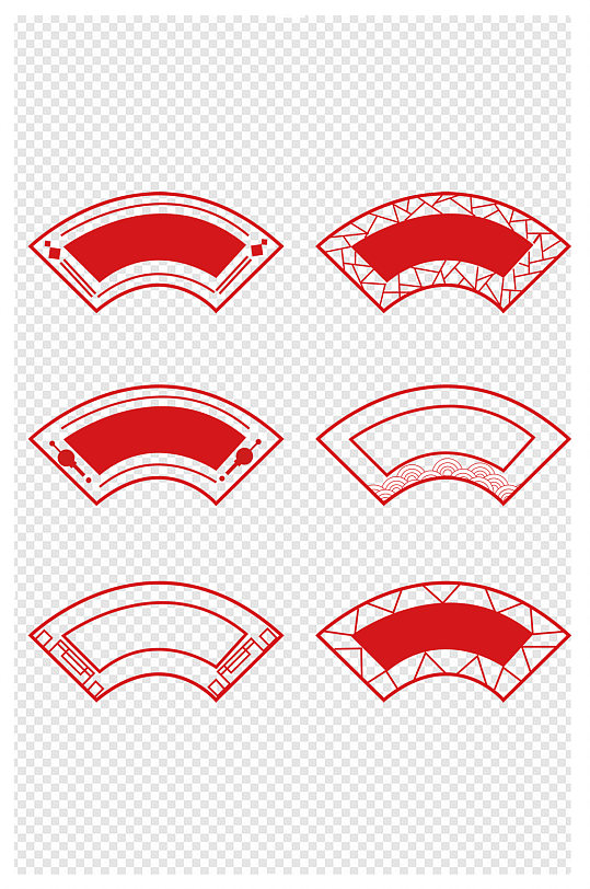 中国风扇形边框中式古典花纹纹理-众图网