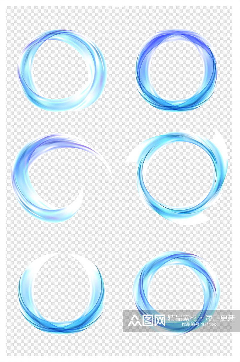 3d写实立体蓝色光圈素材素材