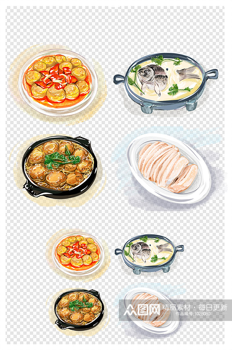 南京六合美食餐饮插画素材